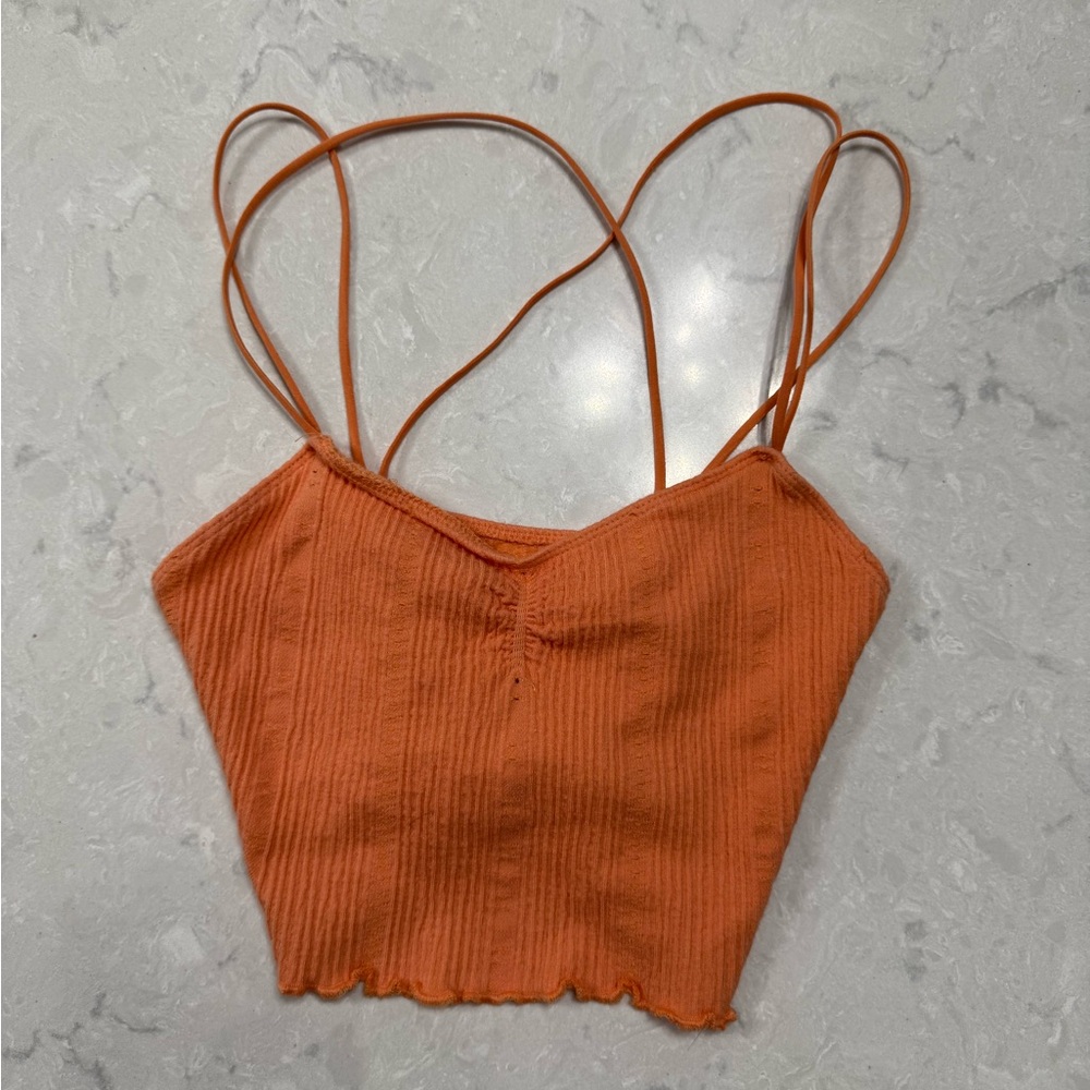 XS/S Bright orange crop top urban outfitters